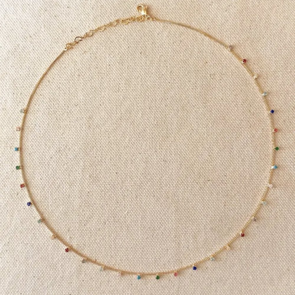 'Bow 🌈 - 18K Colored Stones Necklace 18in